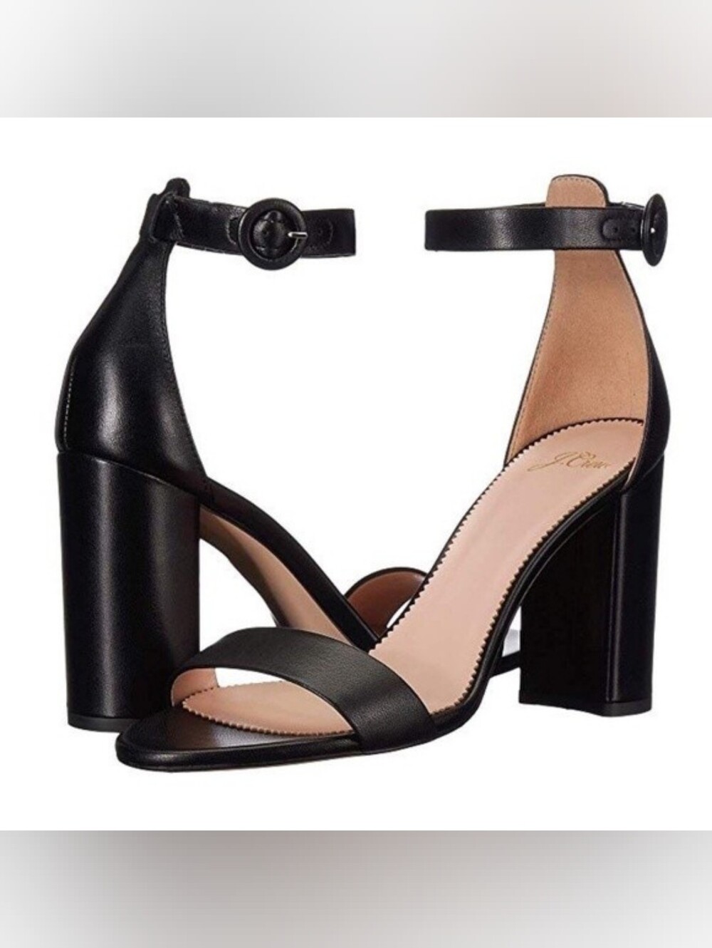 J.Crew Women's Stella Black Leather Strappy Open Toe High Heels - NEW - Sz 6.5